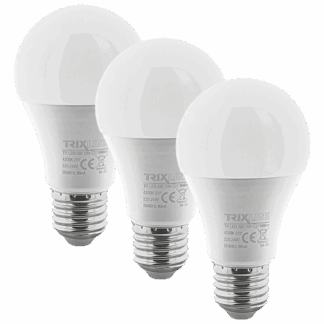 Trixline10W/3db A60 E27 2700K meleg fehér 3 db-os