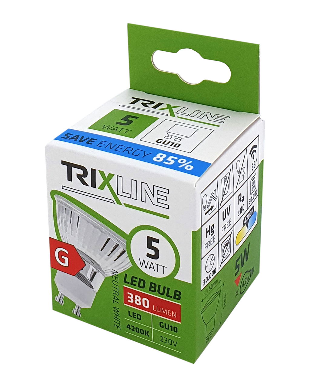 Trixline LED izzó 5W GU10 4200K semleges fehér - Image 2