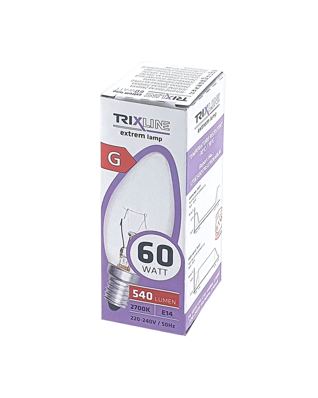 Trixline C35 speciális izzó, 60W E14 540lm 2700K meleg fehér - Image 4