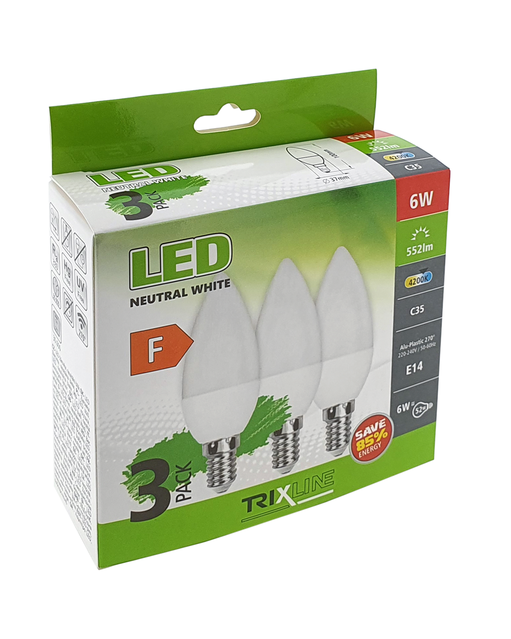 Trixline 6W/3db C35 E14 4200K semleges fehér 3 db-os - Image 2