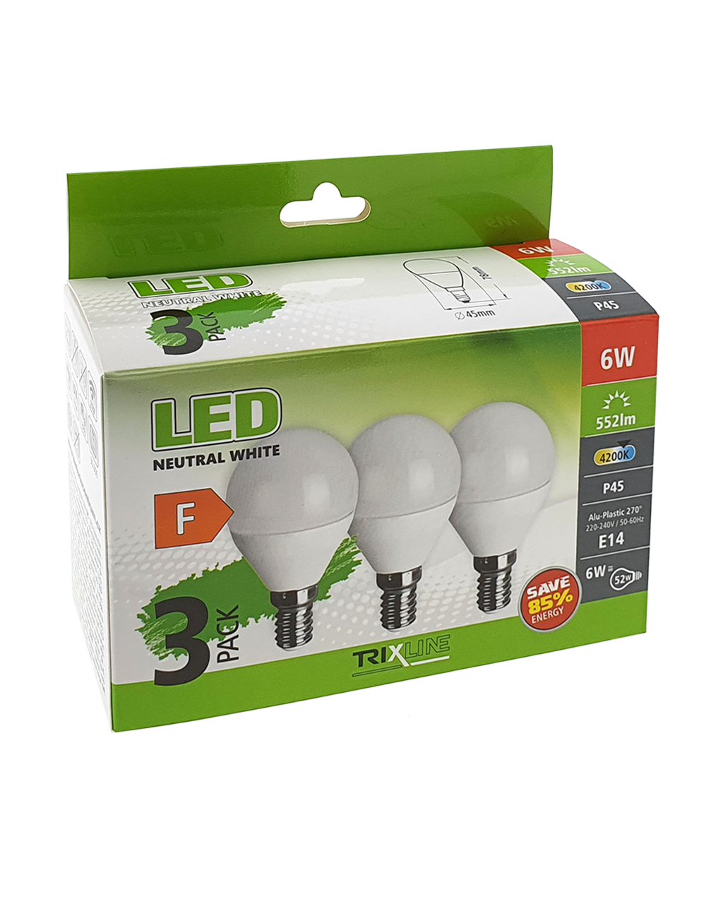 Trixline 6W/3db P45 E14 4200K semleges fehér 3 db-os - Image 4