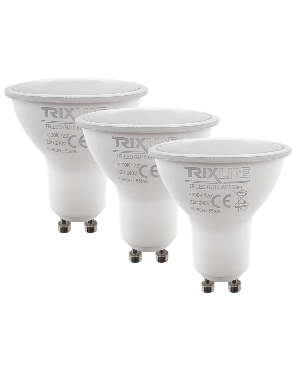Trixline 6W/3db GU10 4200K semleges fehér 3 db-os
