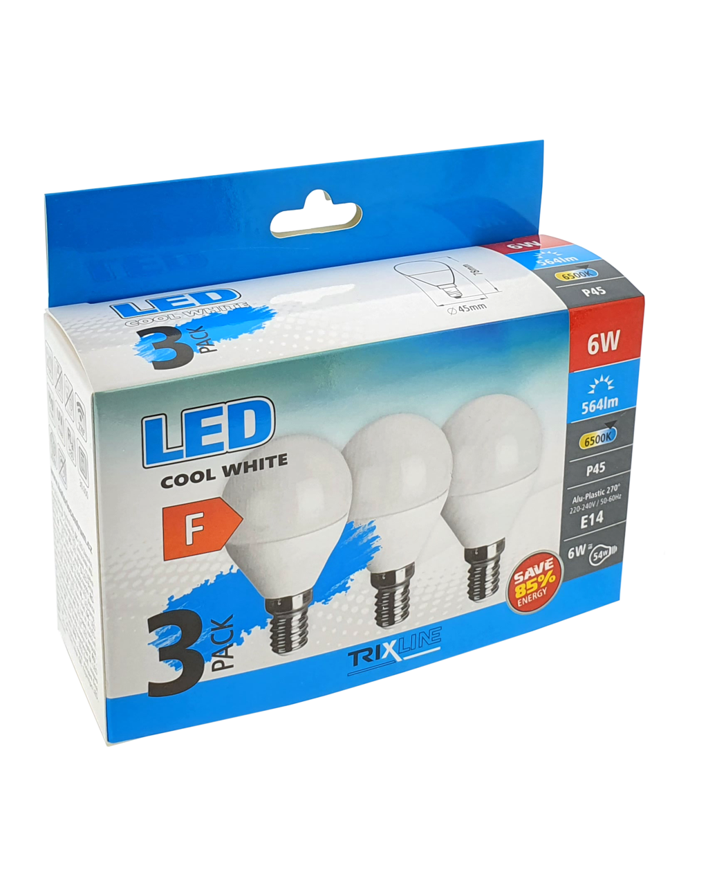 Trixline 6W/3db P45 E14 6500K magas fehér 3 db-os - Image 4