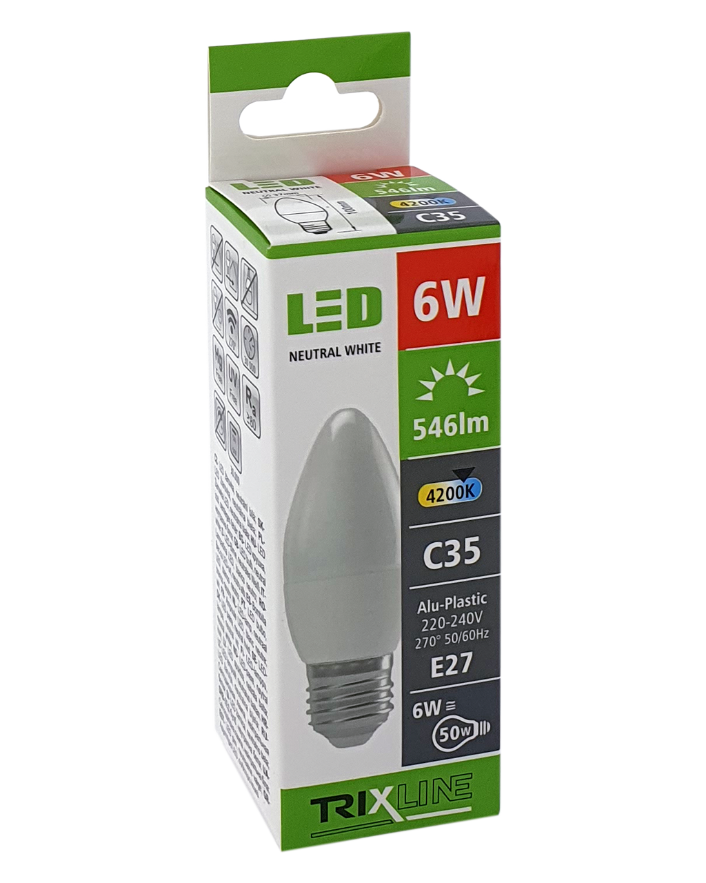 Trixline 6W C35 E27 4200K semleges fehér - Image 3