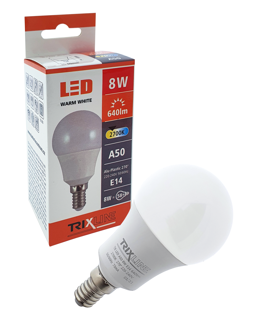Trixline 8W E14 A50 2700K meleg fehér - Image 3