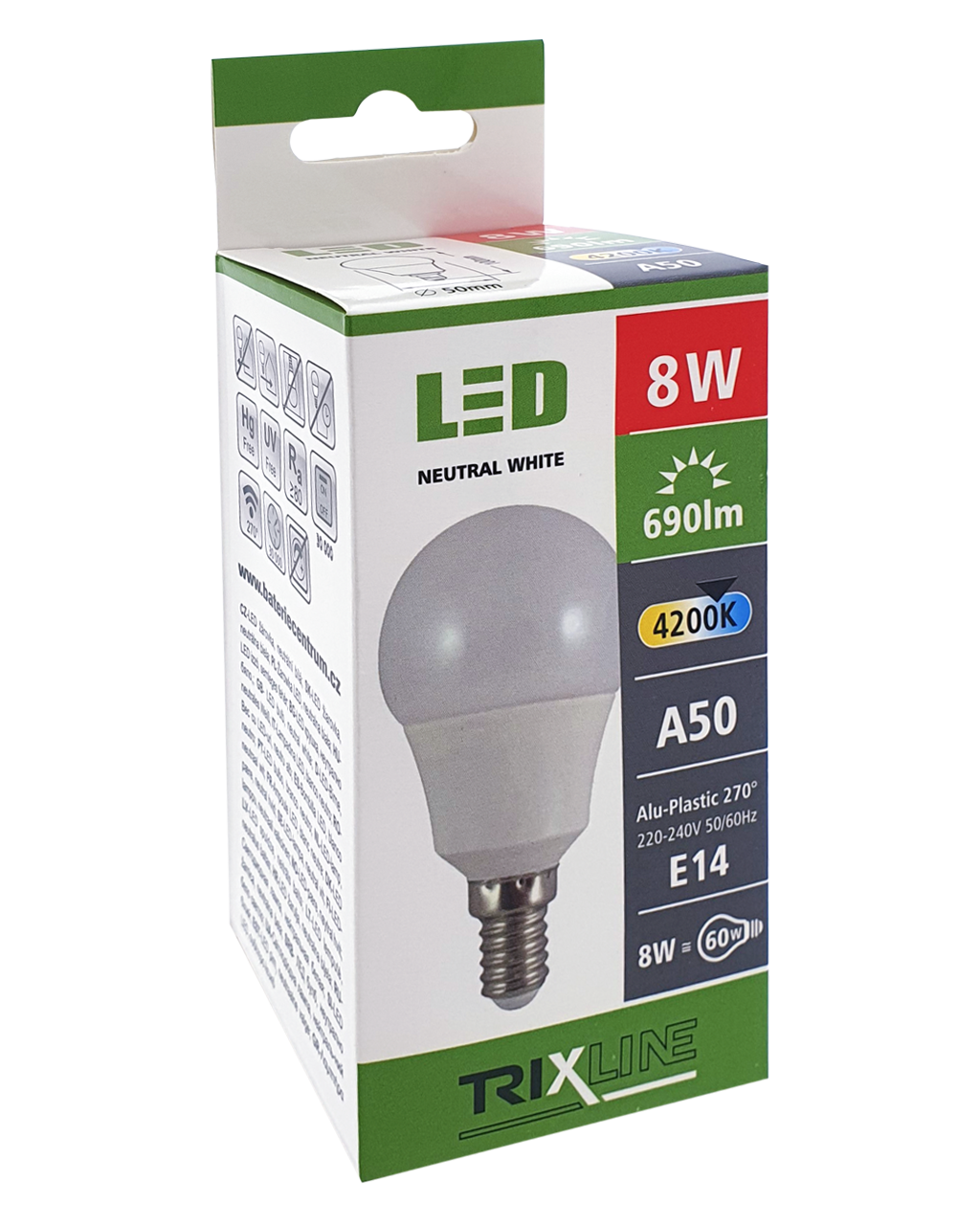 Trixline 8W E14 A50 4200K semleges fehér - Image 2