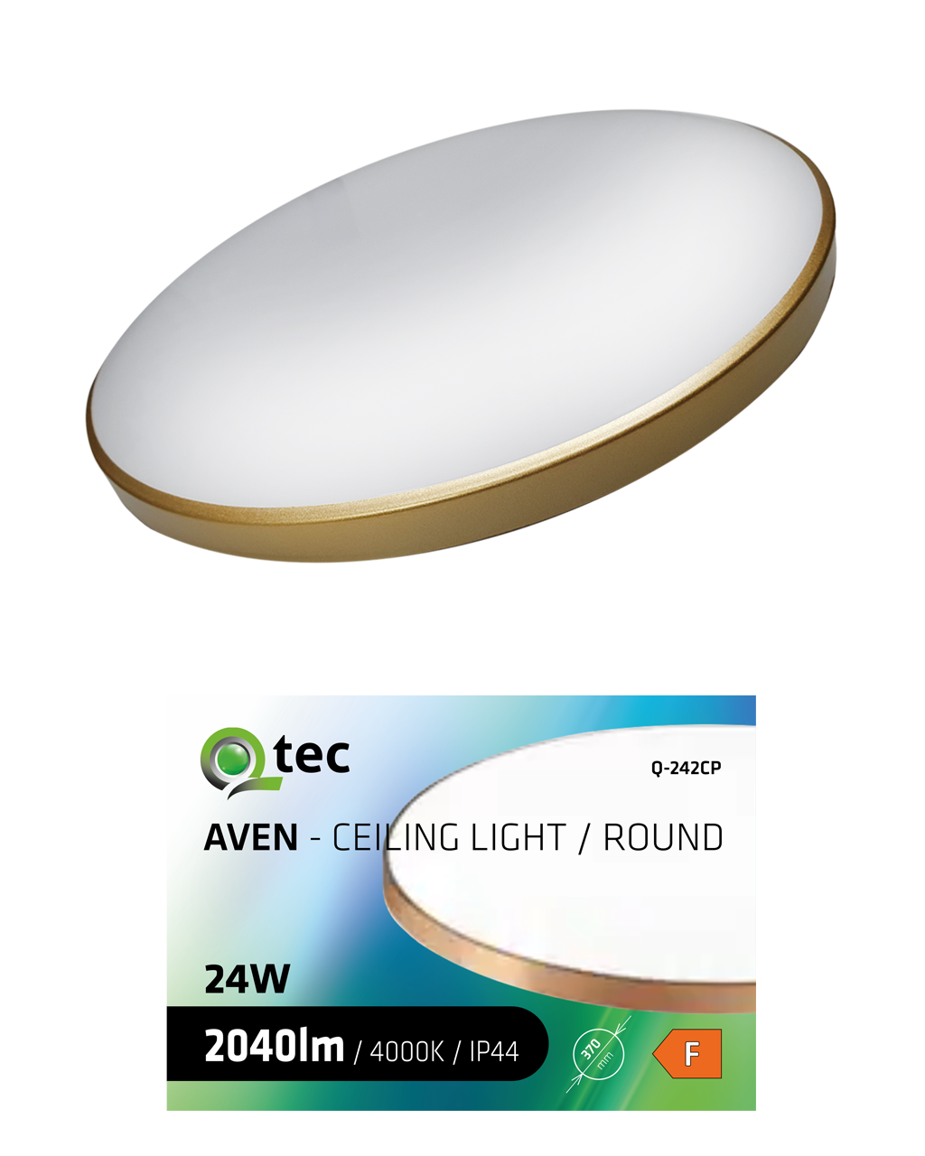 AVEN Q-242CP 24W 2040lm 4000K ø37cm/kerek aran QTEC LED mennyezeti lámpa AVEN Q-242CP 24W 2040lm 4000K ø37cm/kerek aran QTEC LED mennyezeti lámpa