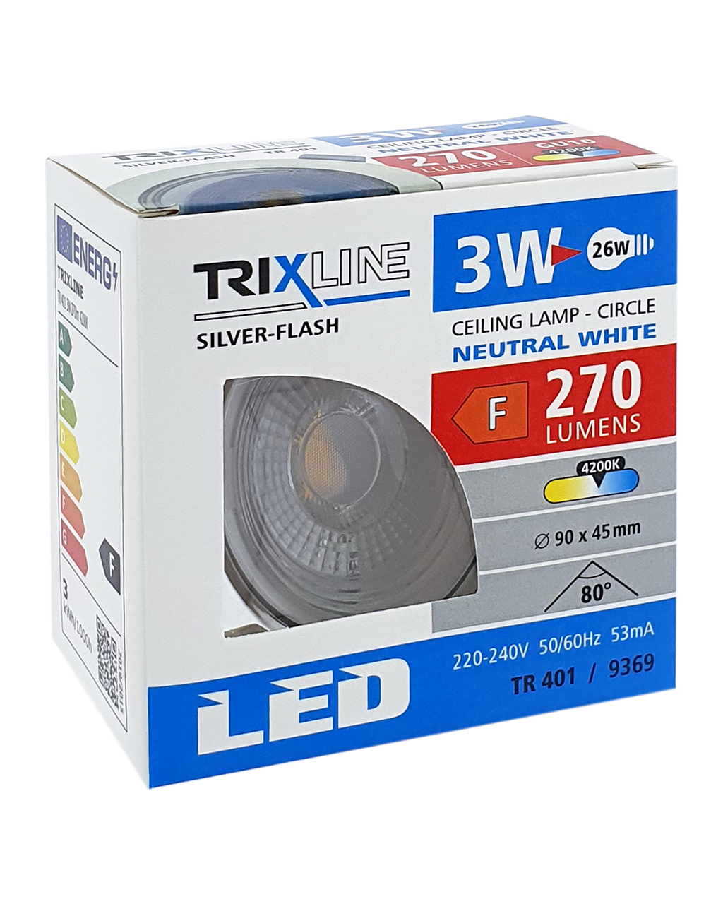 TR 401 LED spotlámpa 3W - kerek/ 9369 TRIXLINE Ezüst - Image 4