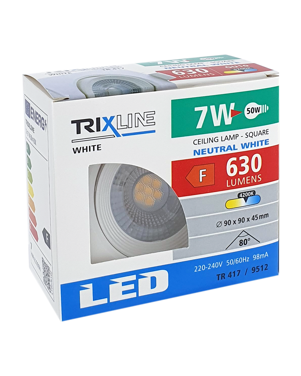 TR 417 LED 7W - négyzet alakú spotlámpa / 9512 Fehér TRIXLINE - Image 4