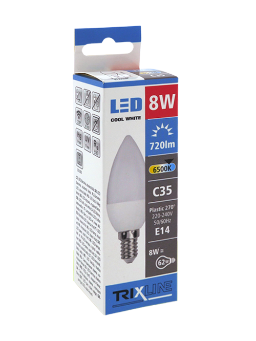 Trixline 8W E14 C35 4200K semleges fehér - Image 2