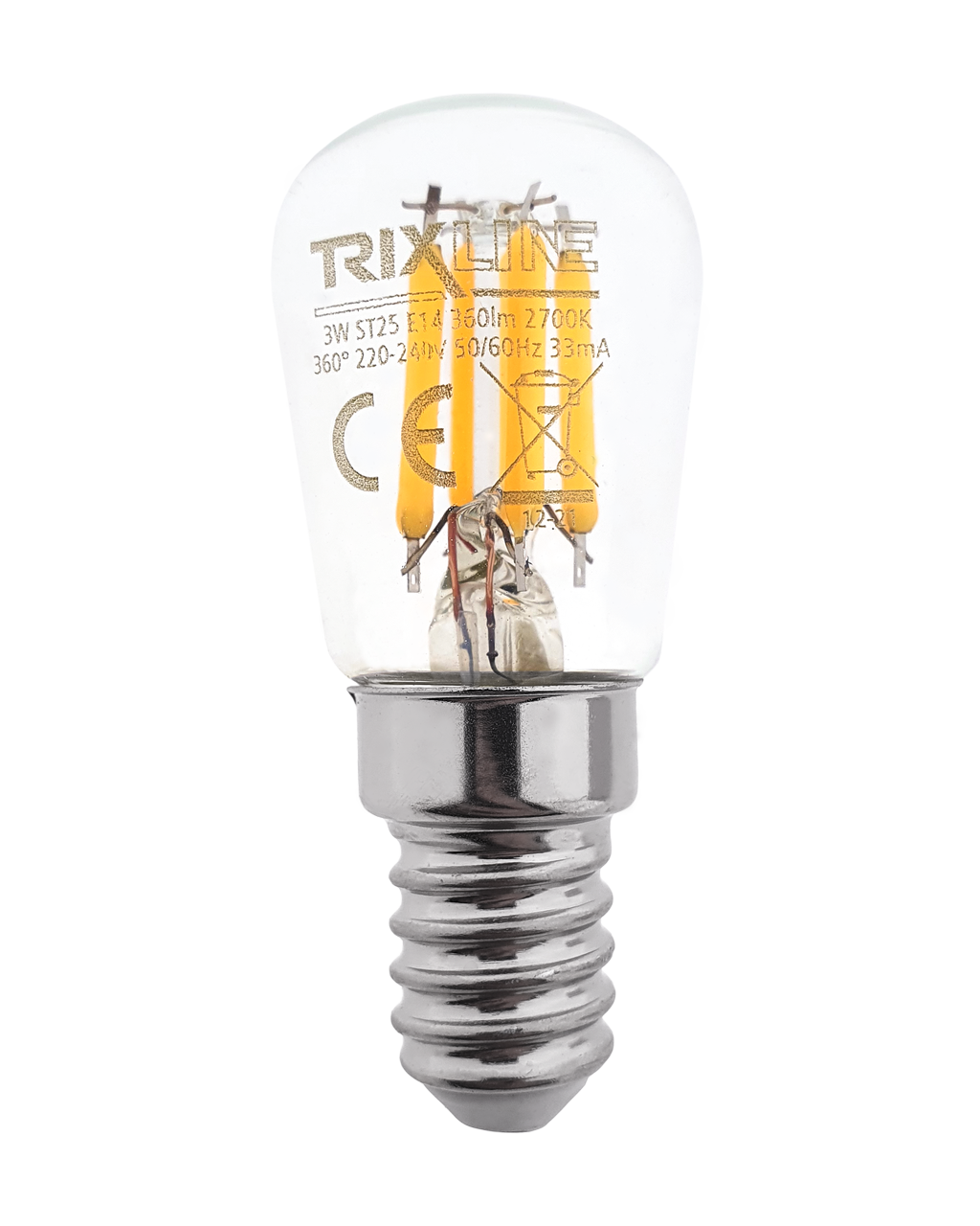Dekoratív FILAMENT Trixline 3W 360lm ST25 E14 2700K meleg fehér