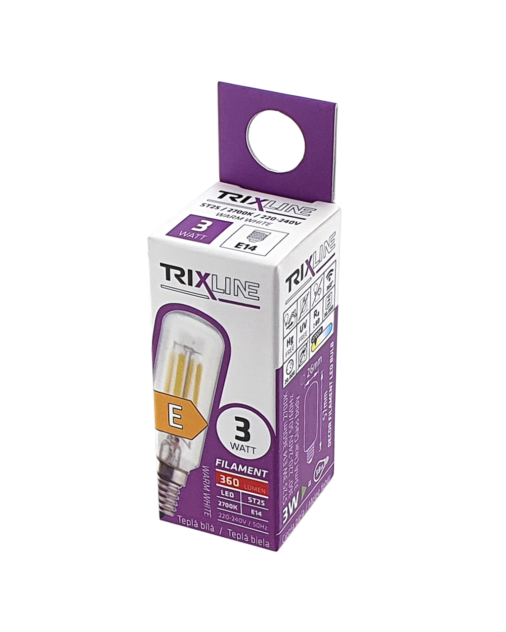 Dekoratív FILAMENT Trixline 3W 360lm ST25 E14 2700K meleg fehér - Image 2