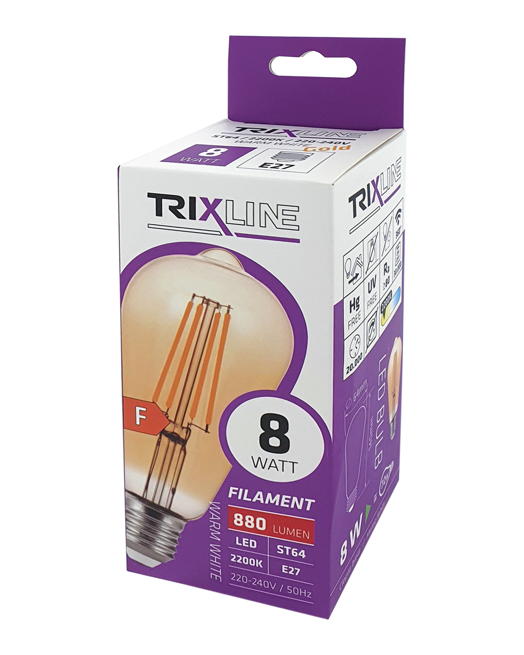 Dekoratív FILAMENT Trixline 8W 880lm ST64 E27 2700K meleg fehér - Image 4