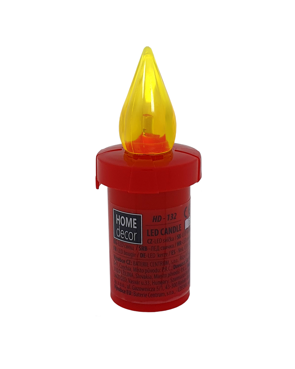 HD-132 LED gyertya piros/sárga pislákólo lángal LAKKOLT DÍSZ HD-132 LED gyertya piros/sárga pislákólo lángal LAKKOLT DÍSZ
