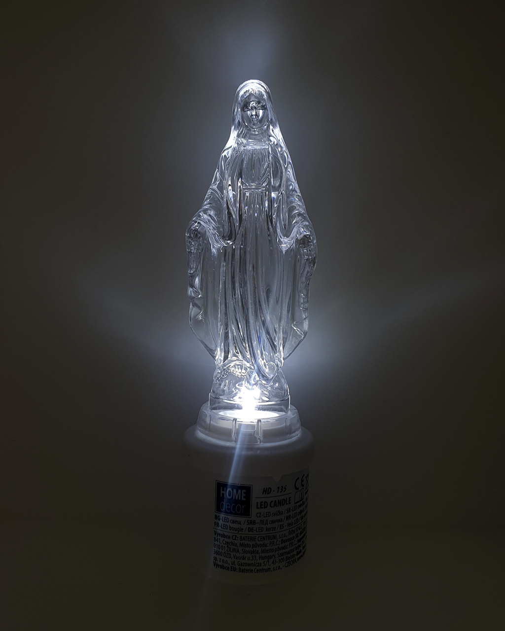HD-135 LED gyertya Szűz Mária - fehér, pislákoló láng LAKK DÍSZ - Image 4
