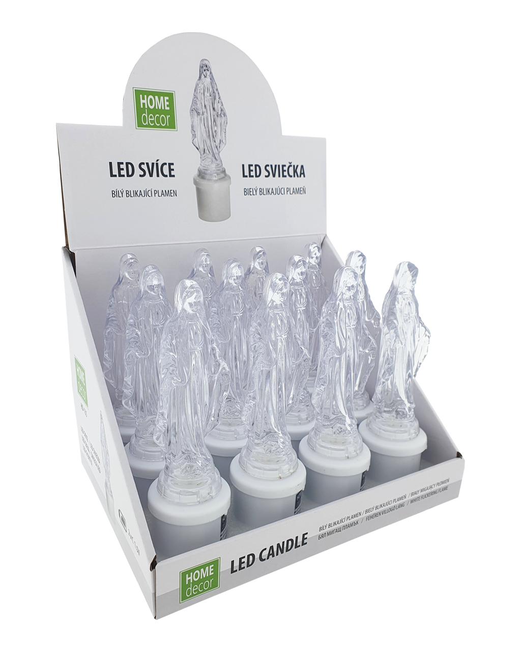 HD-135 LED gyertya Szűz Mária - fehér, pislákoló láng LAKK DÍSZ - Image 2