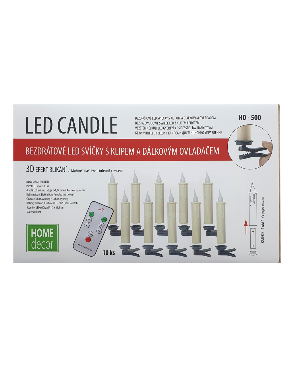 HD-500 karácsonyi LED gyertyák 10 db csipesszel és távřászátval HD-500 karácsonyi LED gyertyák 10 db csipesszel és távřászátval