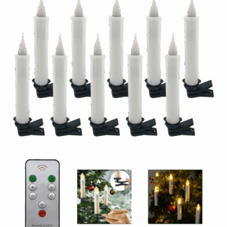 HD-500 karácsonyi LED gyertyák 10 db csipesszel és távřászátval