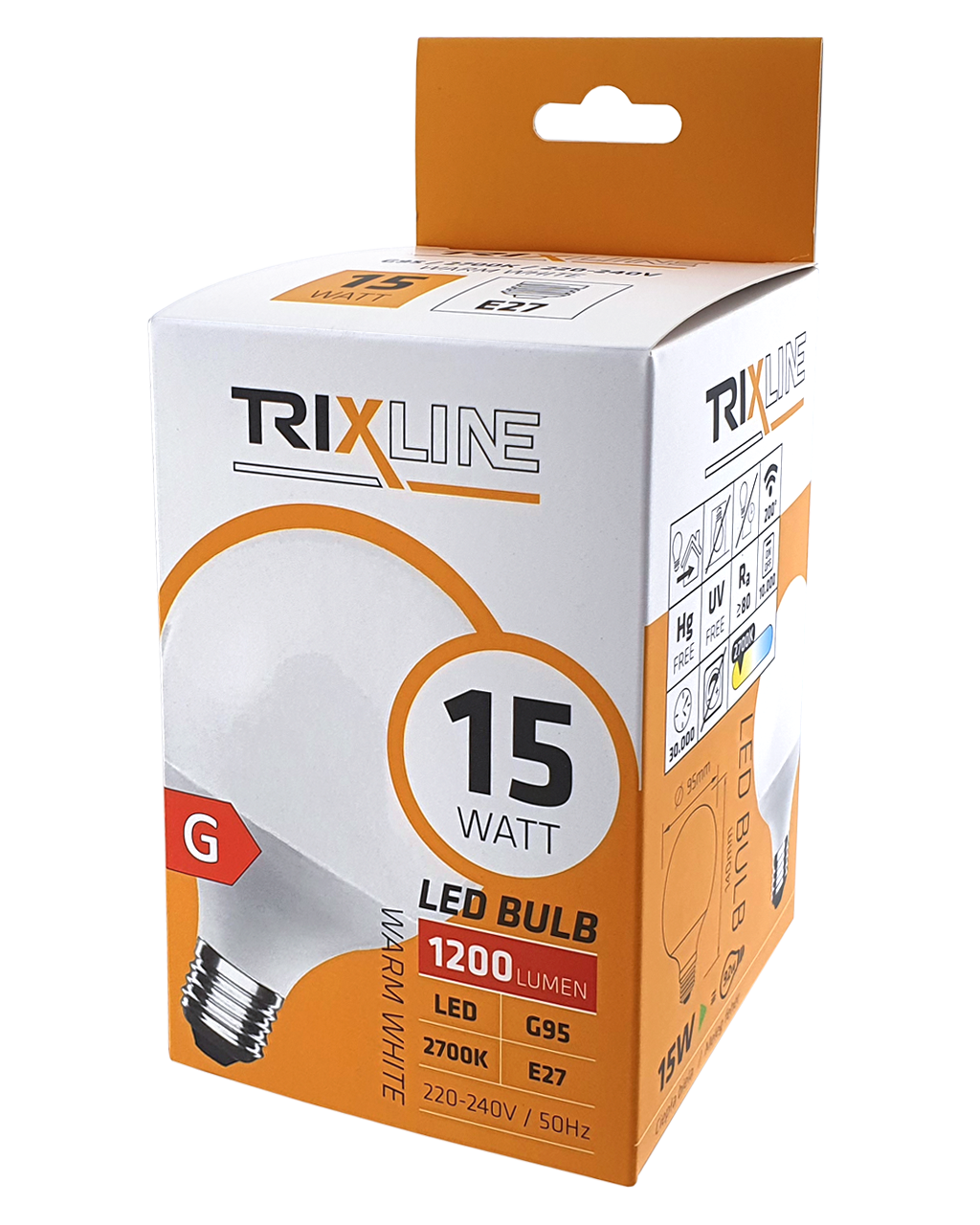 Trixline 15W G95 E27 2700K meleg fehér - Image 3