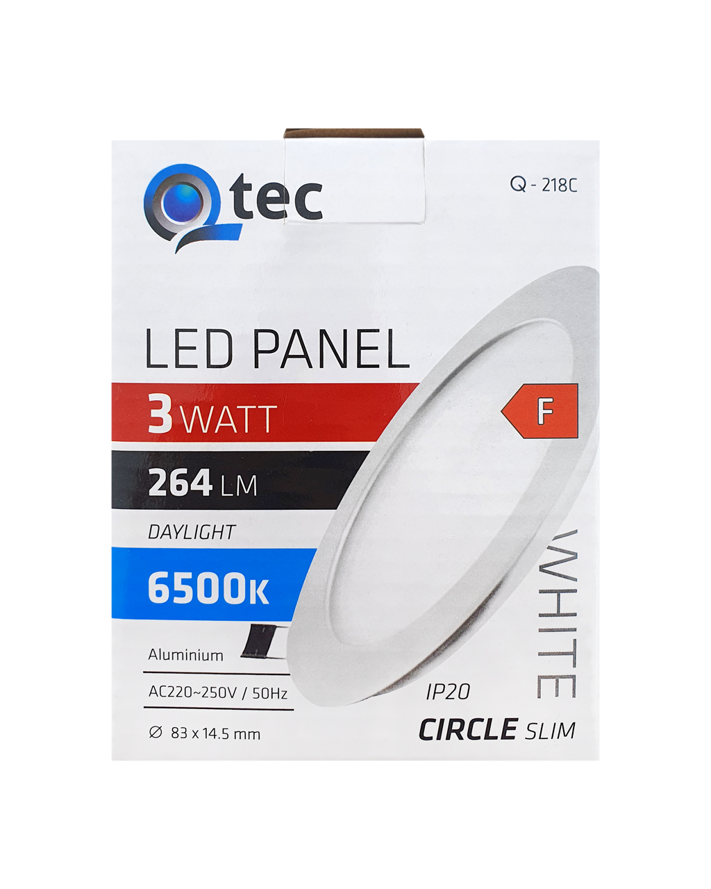 LED panel Qtec Q-218C 3W,6500K süllyesztett, kör saktu LED panel Qtec Q-218C 3W,6500K süllyesztett, kör saktu