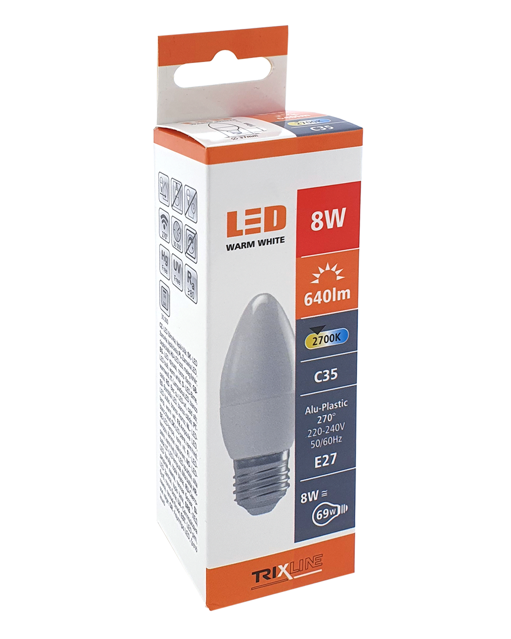 Trixline 8W E27 C35 2700K meleg fehér - Image 4