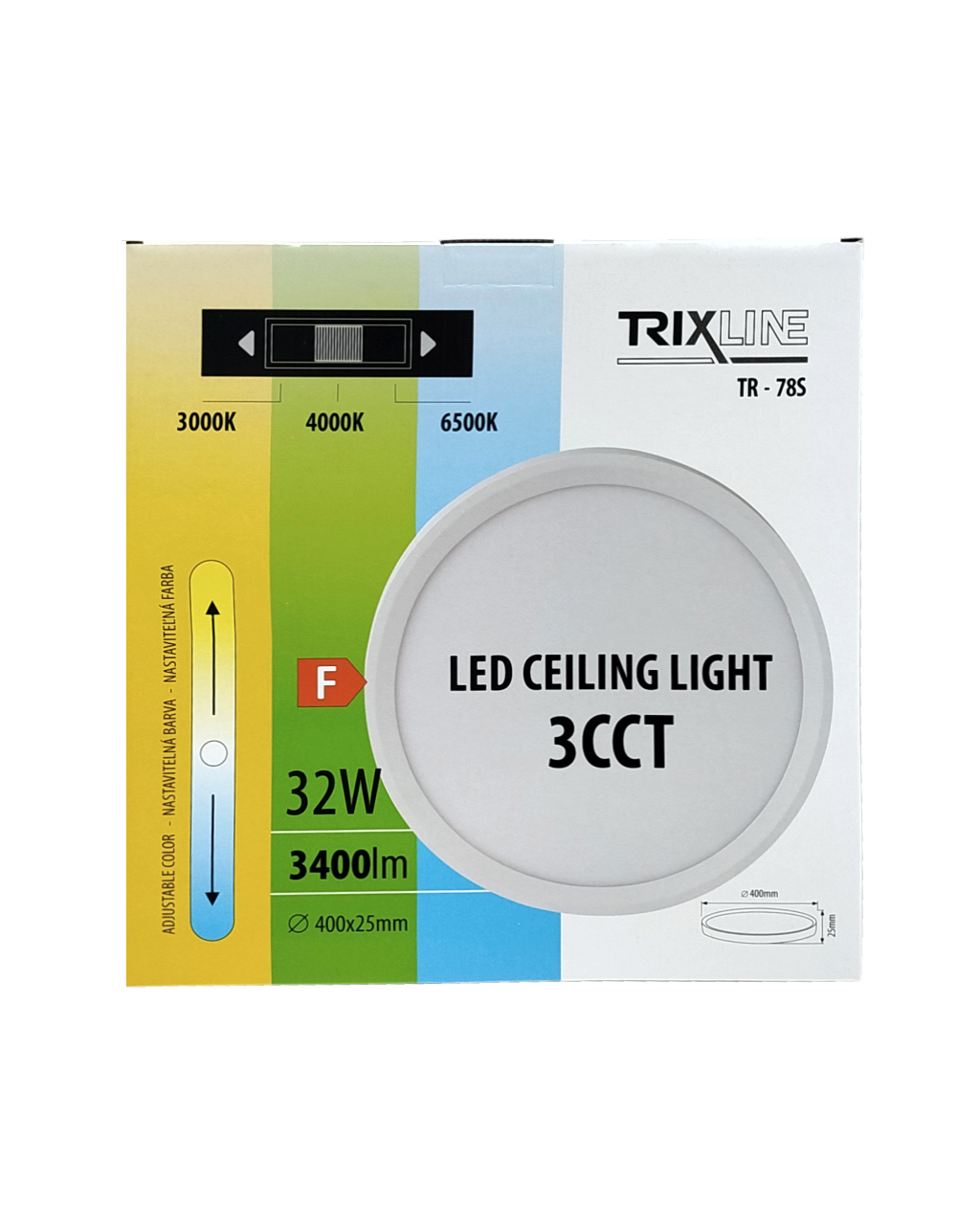 Mennyezeti TR-78S-32W LED lámpa 3CCT 3400lm ø40×2.5cm Trixline Mennyezeti TR-78S-32W LED lámpa 3CCT 3400lm ø40×2.5cm Trixline