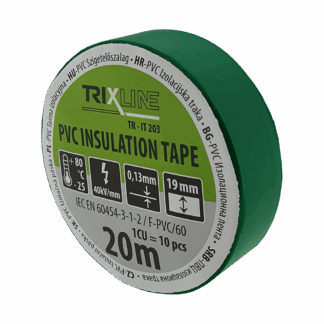 PVC szigetelőzálag TR-IT 203 20m, 0,13mm zöld TRIXLINE PVC szigetelőzálag TR-IT 203 20m, 0,13mm zöld TRIXLINE