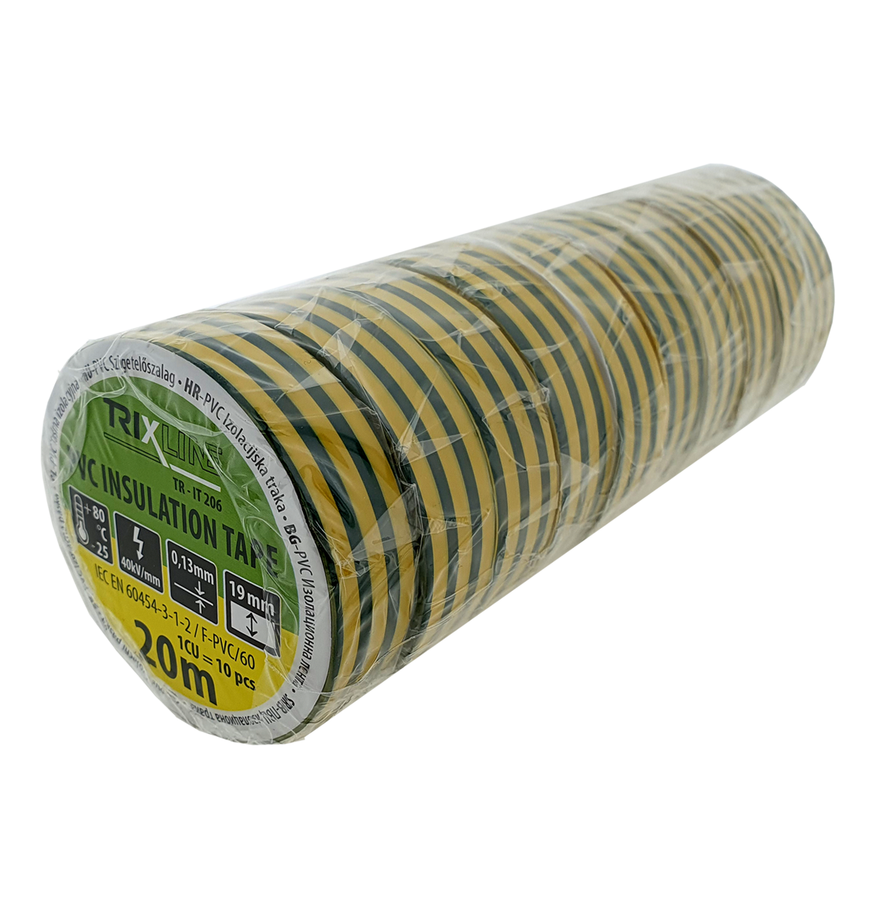 PVC szigetelőzálag TR-IT 206 20m, 0,13mm zöld-sárga TRIXLINE PVC szigetelőzálag TR-IT 206 20m, 0,13mm zöld-sárga TRIXLINE