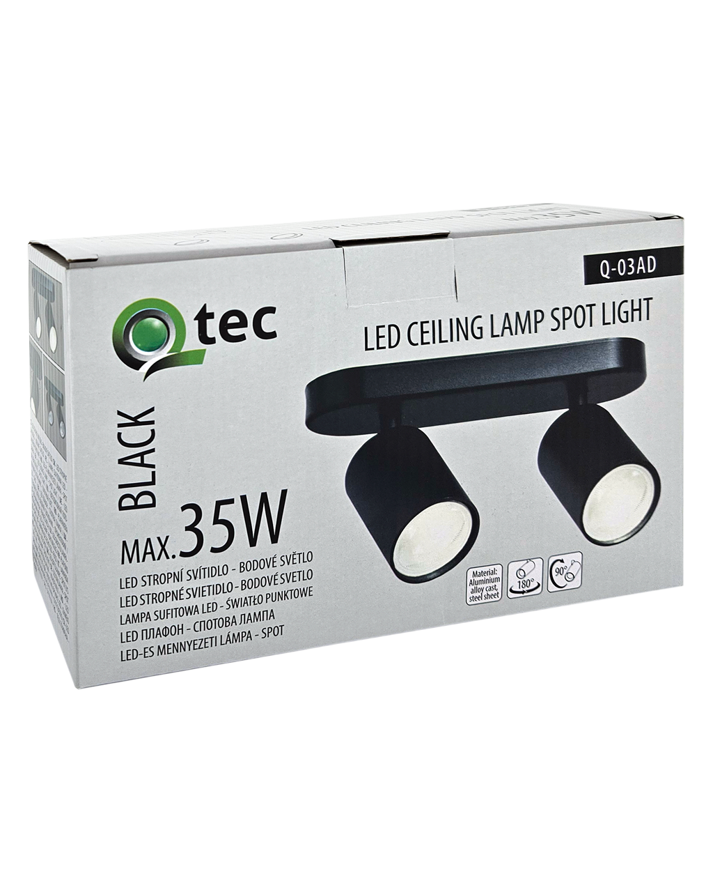Q-03AD Mennyezeti spotlámpa 2xGU10 fekete QTEC - Image 2