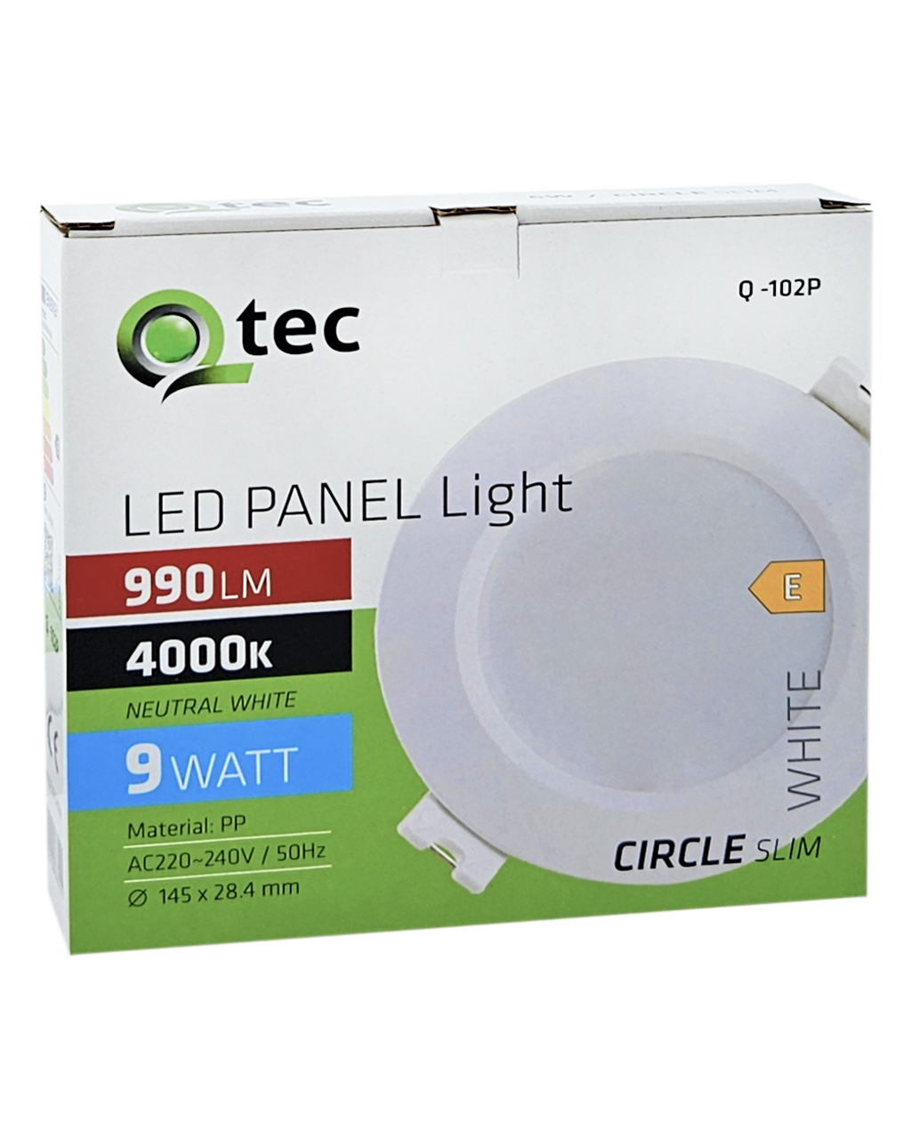 Q-102P LED panel 9W 990lm 4000K fehér – kerek Qtec Q-102P LED panel 9W 990lm 4000K fehér – kerek Qtec