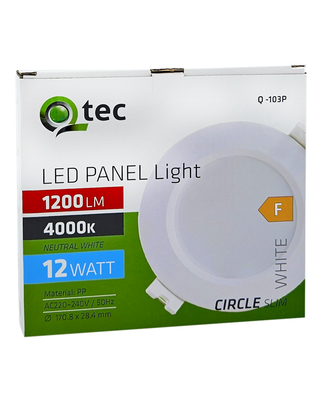 Q-103P LED panel 12W 1200lm 4000K fehér – kerek Qtec Q-103P LED panel 12W 1200lm 4000K fehér – kerek Qtec