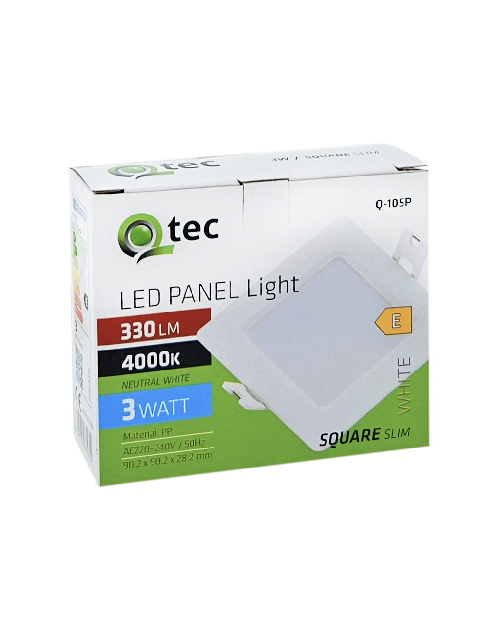 Q-105P LED panel 3W 330lm 4000K fehér - négyzet alakú, felületre szerelhető Qtec - Image 2