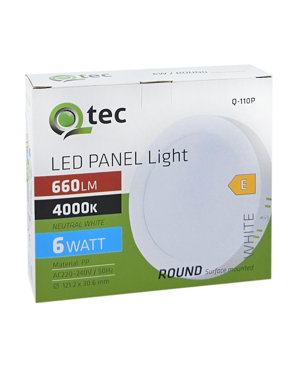 Q-110P LED panel 6W 660lm 4000K fehér - kör söder söretre sérelhetto Qtec - Image 2