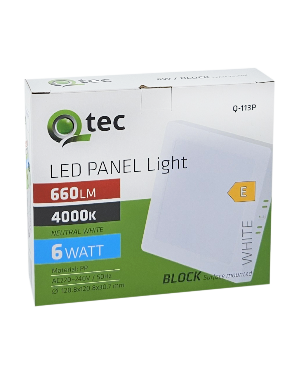 Q-113P LED panel 6W 660lm 4000K fehér - négyzet alakú, felületre szerelhető Qtec - Image 4