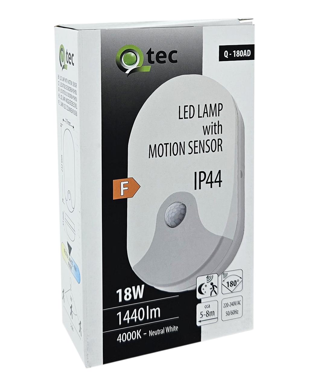 Q-180AD LED 18W/1440lm/4000K álszenzoros, ovális lámpa – fehér QTEC Q-180AD LED 18W/1440lm/4000K álszenzoros, ovális lámpa – fehér QTEC