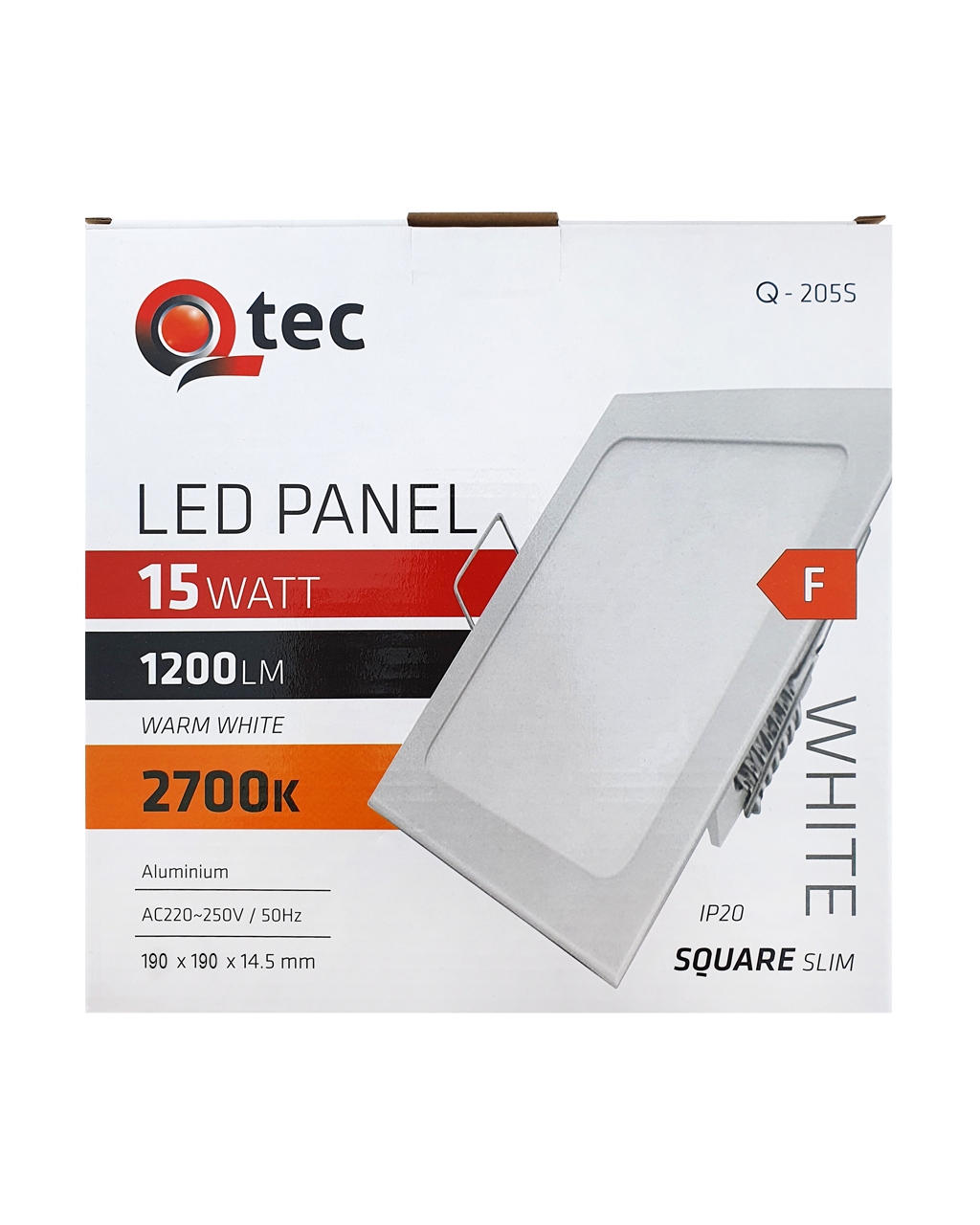 Q-205S LED panel 15W, 2700K négyzet alakú, süllyesztett Q-205S LED panel 15W, 2700K négyzet alakú, süllyesztett