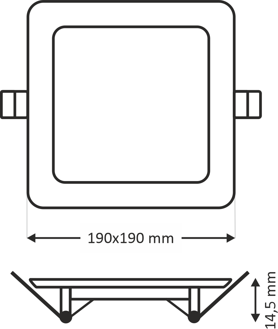 Q-205S LED panel 15W, 2700K négyzet alakú, süllyesztett Q-205S LED panel 15W, 2700K négyzet alakú, süllyesztett