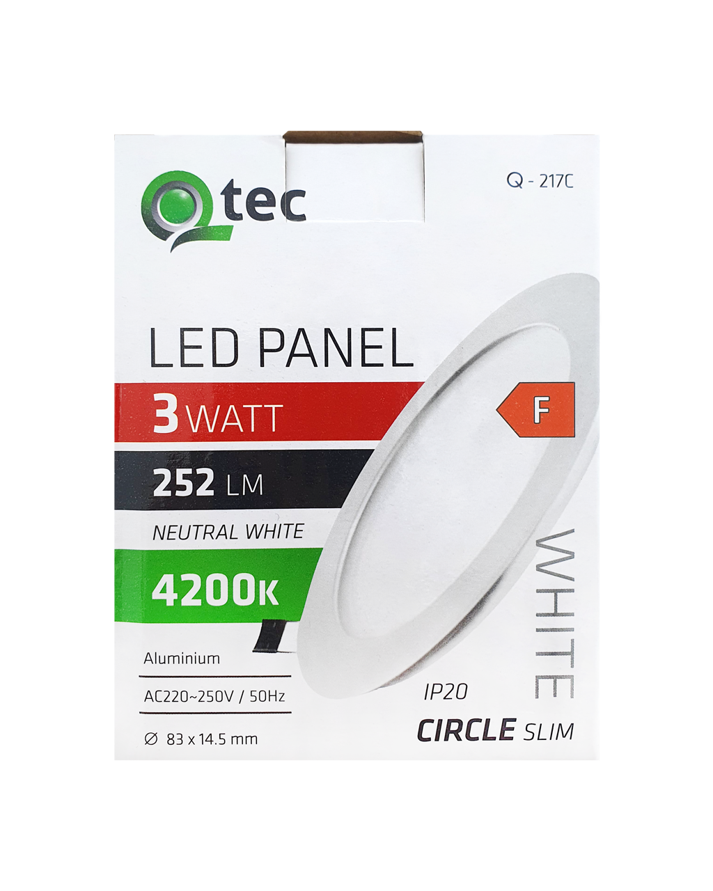 Q-217C LED panel, 3W,4200K kerek, beépített Q-217C LED panel, 3W,4200K kerek, beépített