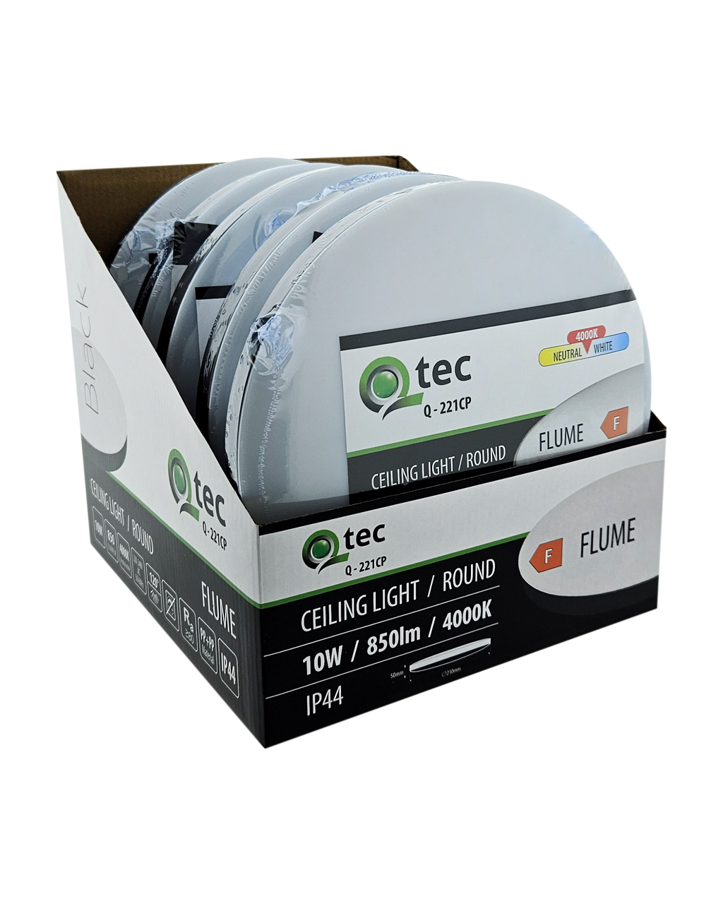 Q-221CP LED mennyezeti lámpa FLUME 10W 850lm 4000K ø22.5cm/kerek fekete QTEC - Image 4