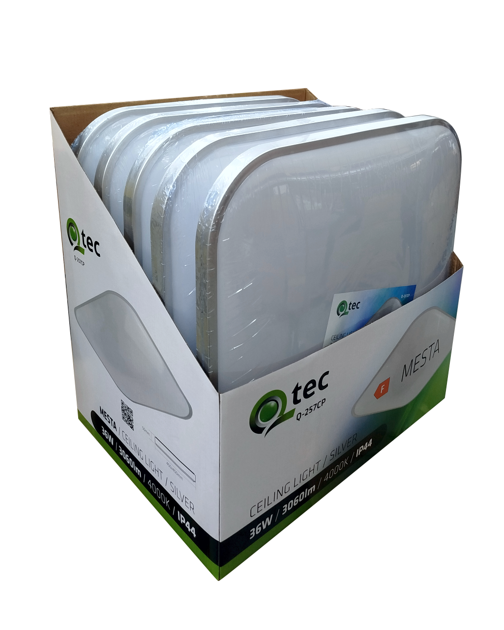 Q-257CP LED mennyezeti lámpa MESTA 36W 3060lm 4000K négyzet alakú ezüst QTEC - Image 2