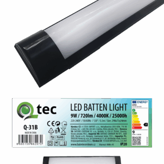 Q-31B 9W QTEC 30cm LED BATTEN LIGHT világító lámpa – fekete Q-31B 9W QTEC 30cm LED BATTEN LIGHT világító lámpa – fekete