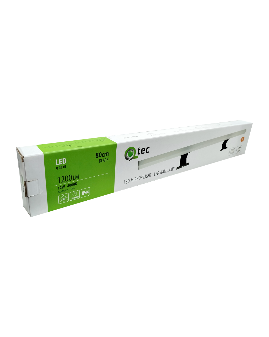 Q-321B LED 12W/1200lm/4000K lámpa 80cm – fekete QTEC Q-321B LED 12W/1200lm/4000K lámpa 80cm – fekete QTEC