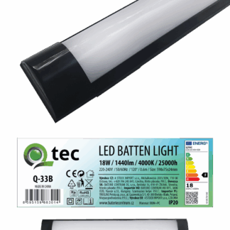 Q-33B 18W QTEC 60cm LED BATTEN LIGHT világító lámpa - fekete