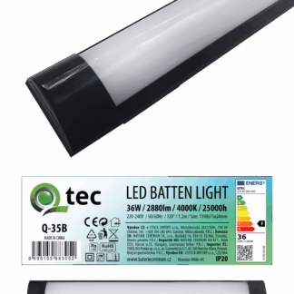 Q-35B 36W QTEC 120cm LED BATTEN LIGHT világító lámpa – fekete Q-35B 36W QTEC 120cm LED BATTEN LIGHT világító lámpa – fekete