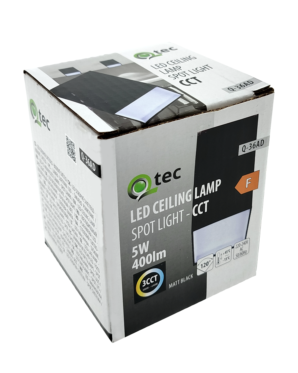 Q-36AD LED mennyezeti spotlámpa 3CCT fekete QTEC - Image 4