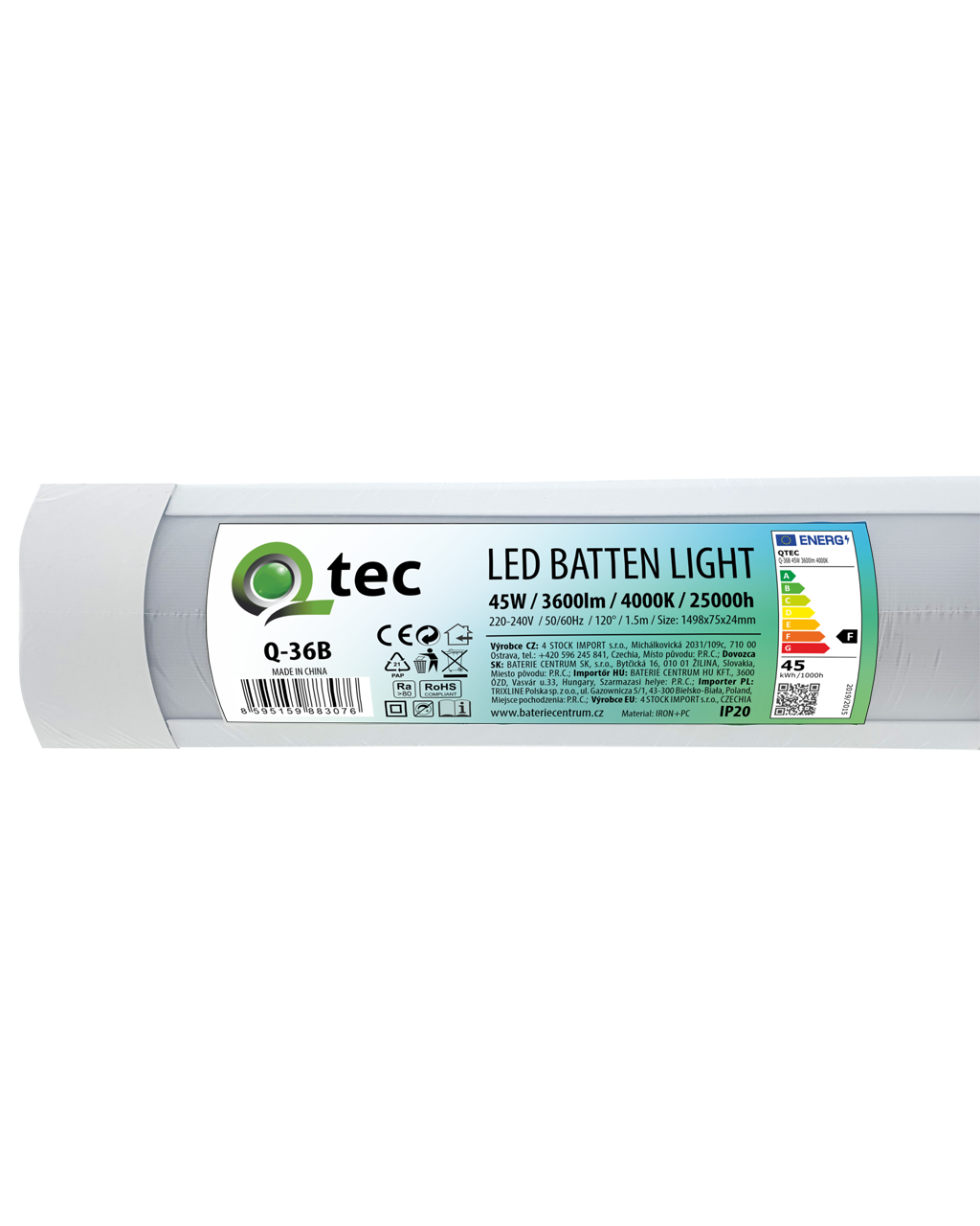 Q-36B 45W QTEC 150cm LED BATTEN LIGHT világító lámpa - fehér - Image 3