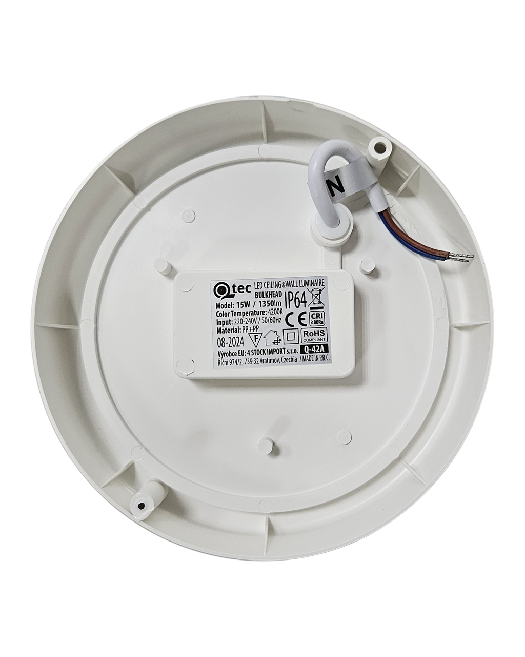 LED mennyezeti lámpa Q-42A 15W 1350lm 4200K IP64 - fehér QTEC - Image 3