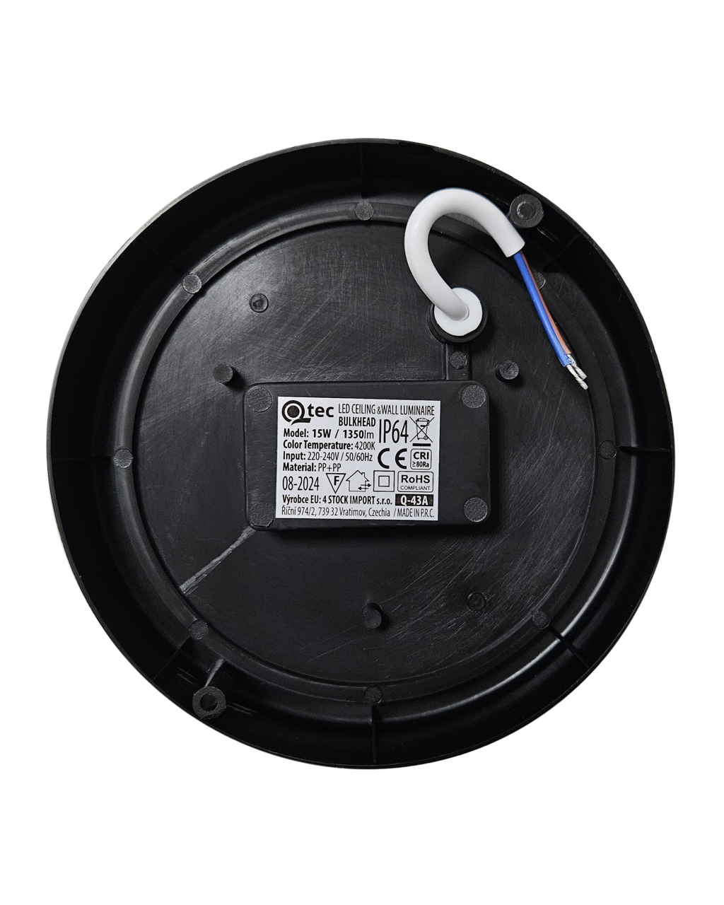 LED mennyezeti lámpa Q-43A 15W 1350lm 4200K IP64 - fekete QTEC - Image 3