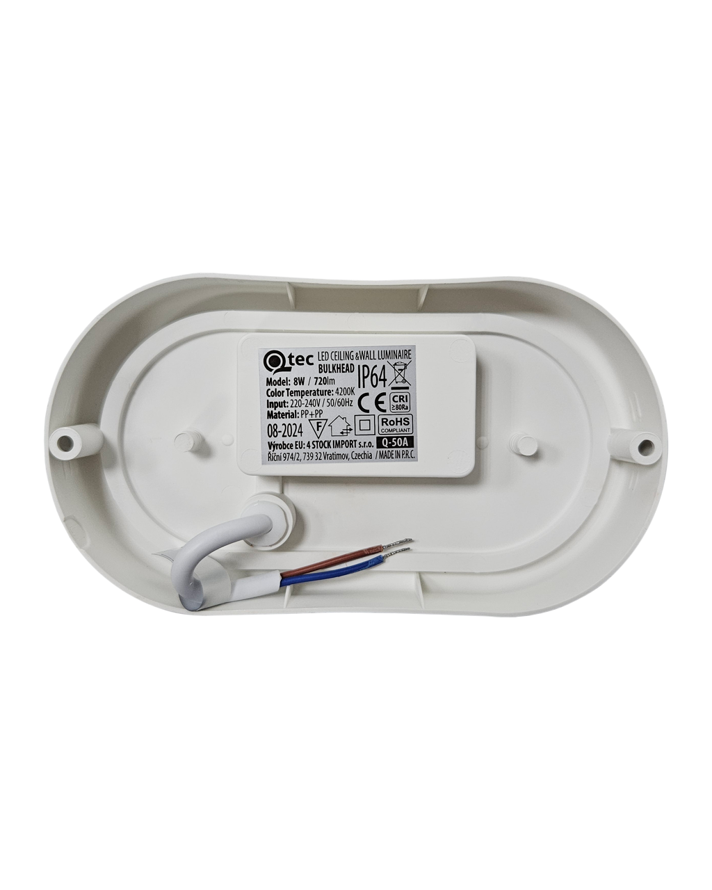 LED mennyezeti lámpa Q-50A 8W 720lm 4200K IP64 - fehér QTEC - Image 2
