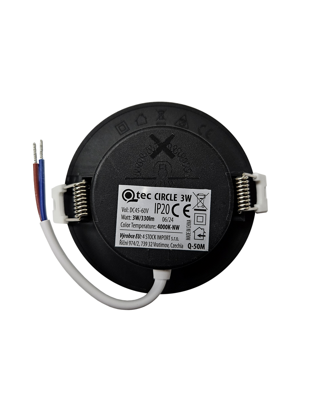 Q-50M LED panel 3W 330lm 4000K fekete - kör süllyeszätt Qtec - Image 2